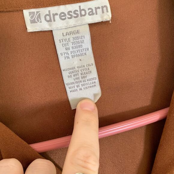 Dress Barn Brown Orange Cropped Jacket Large Western Stitches Full Zip Boho Fall - Picture 4 of 4